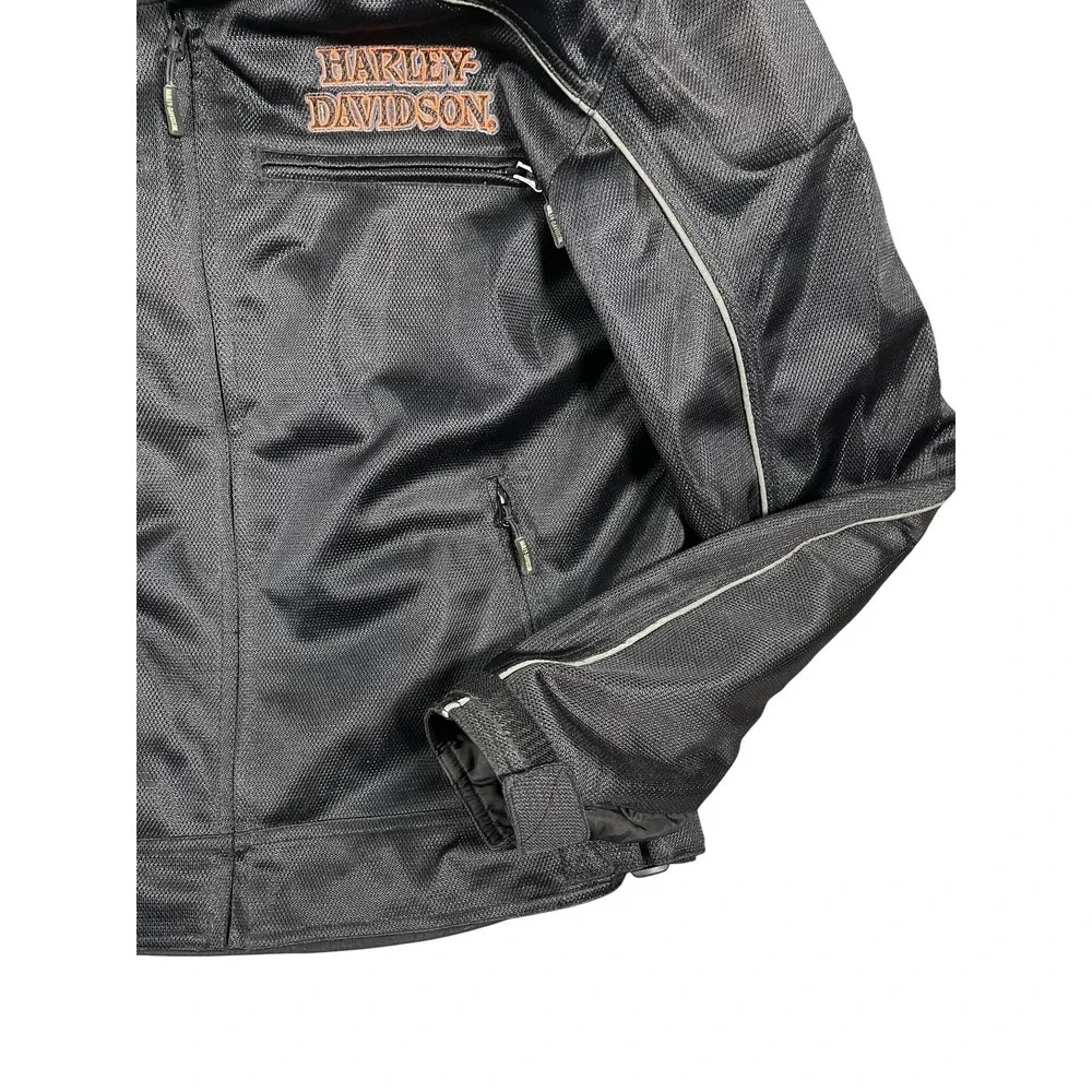Harley-Davidson Men's Size L Willie G Skull Flames Mesh Riding Jacket Black